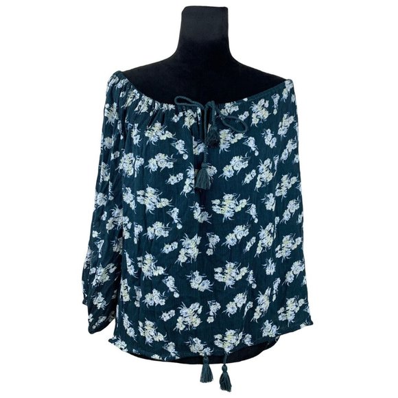 Ralph Lauren Denim & Supply RL Boho Off The Shoulder Tasseled Blouse Size S - Picture 1 of 9